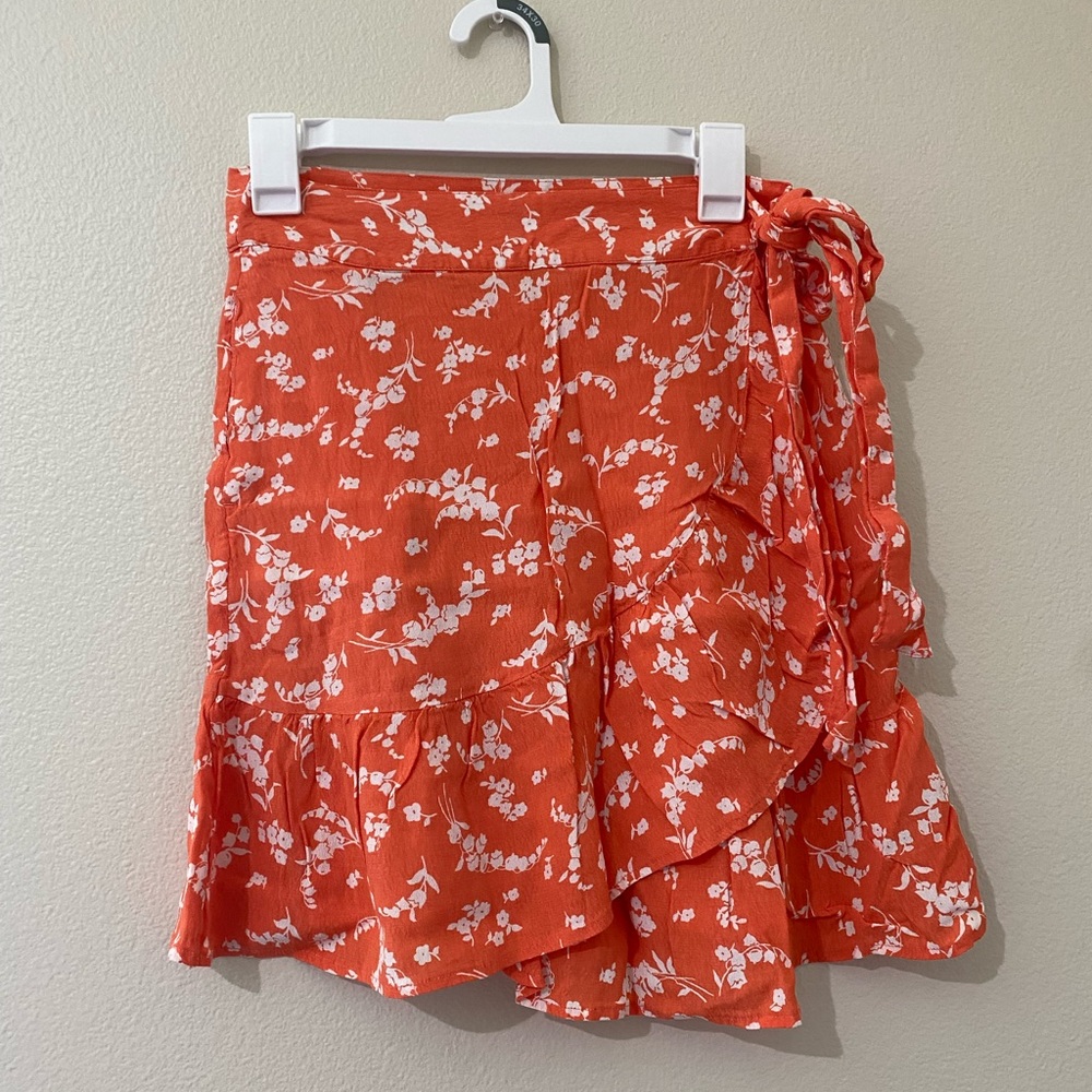Orange floral skirt
